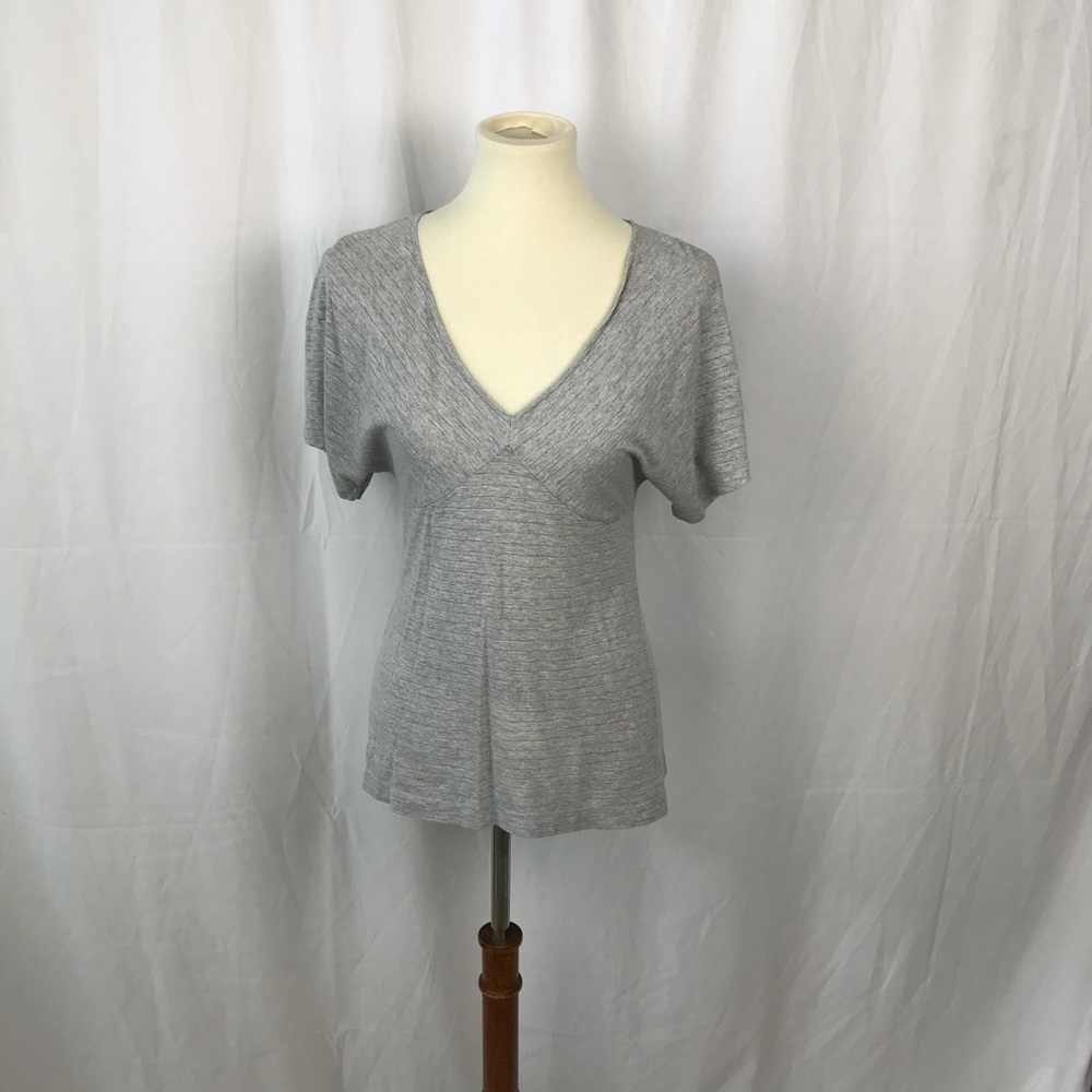Ann Taylor Loft Grey V-neck Top - Small